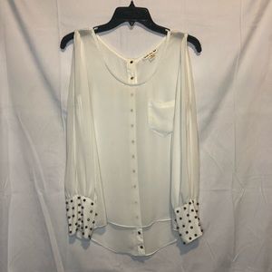 Double Zero Sheer Cold Shoulder Top